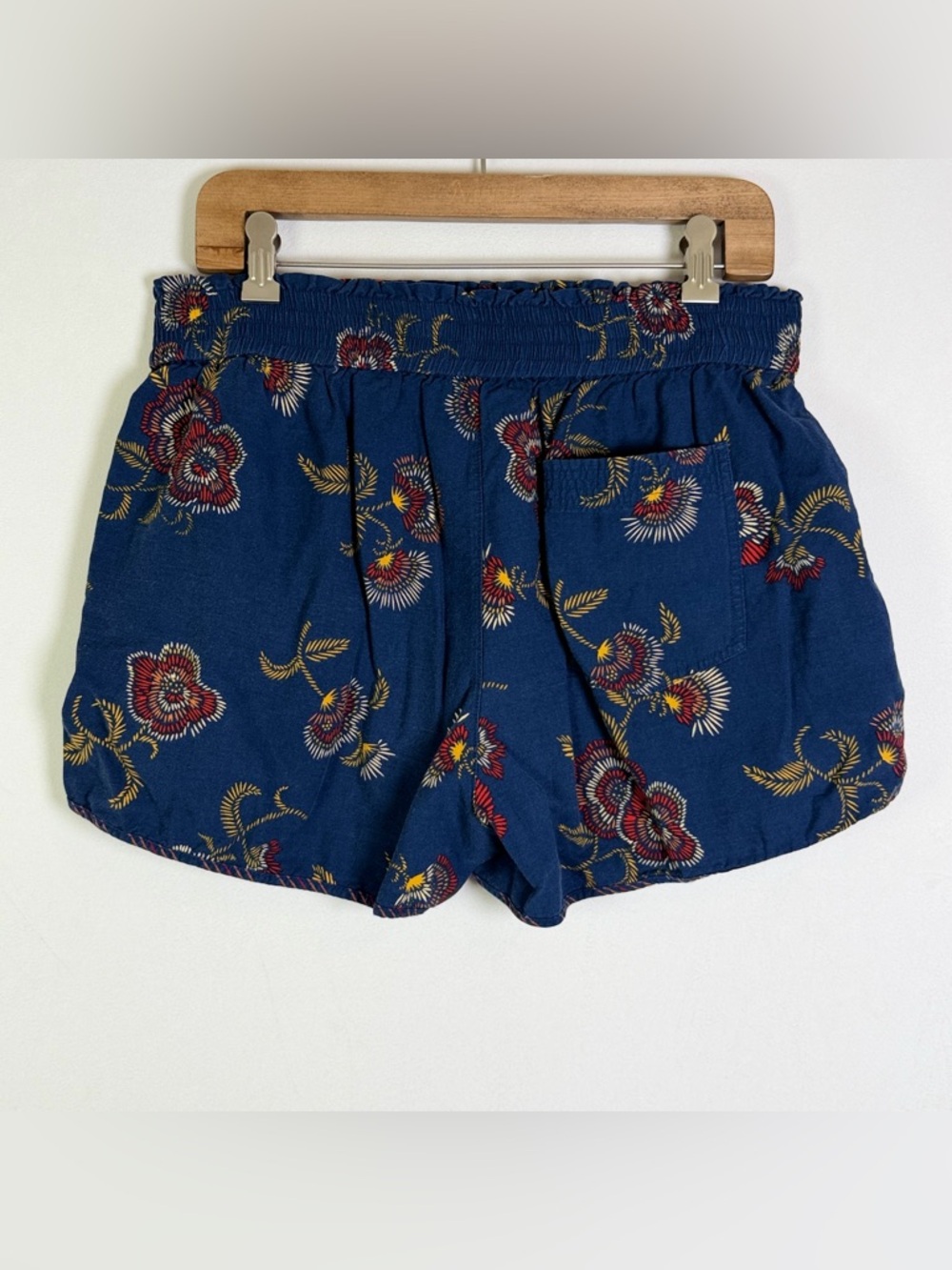 Madewell x Warm Women’s Floral Pull On Shorts Blue Linen Blend Boho Cottage Sz M - Picture 6 of 9